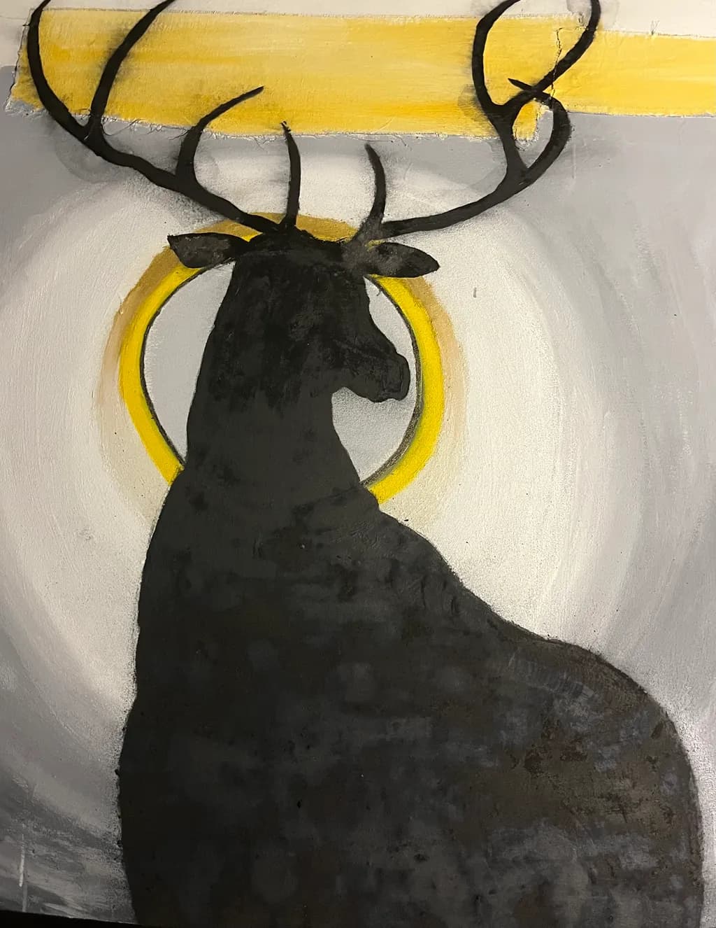 Haloed Stag Silhouette