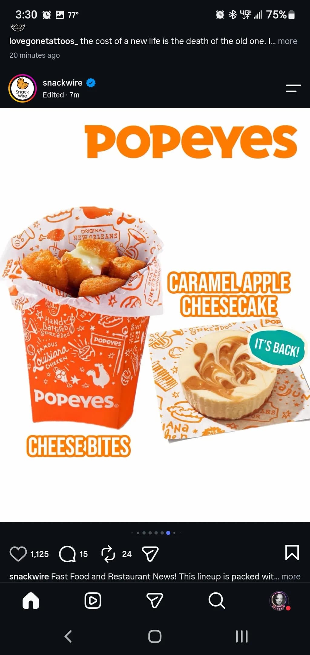 Popeyes Cheese Bites and Cheesecake