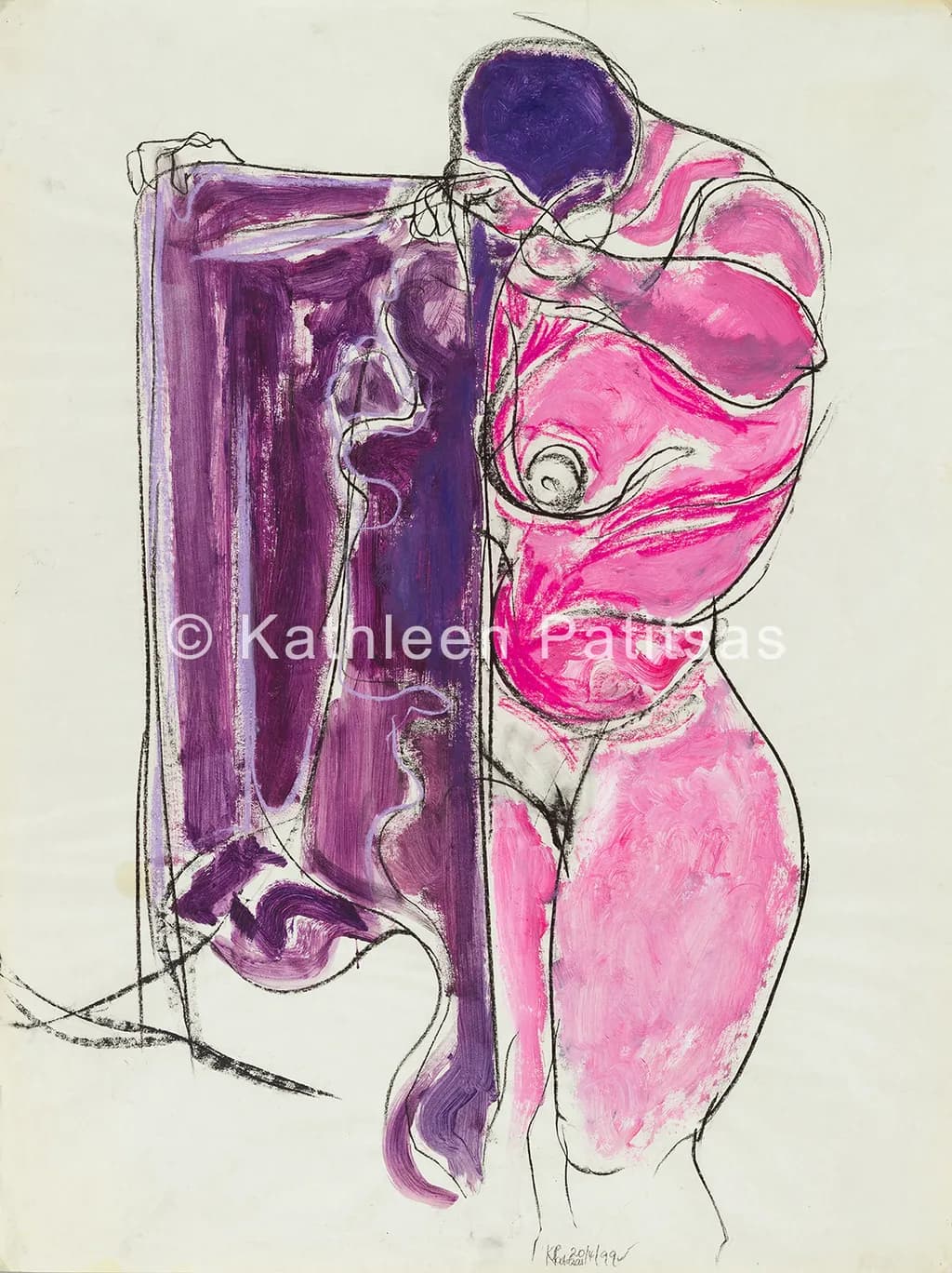Pink Woman with Purple Cloth