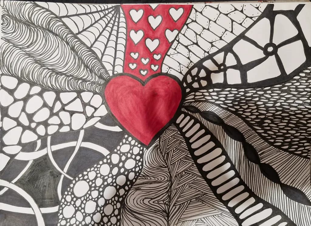 Patterned Heart Zentangle