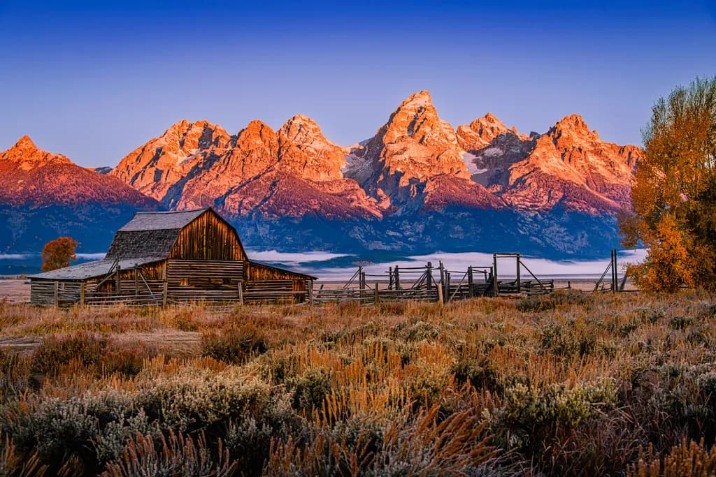 Sunlit Tetons Barn