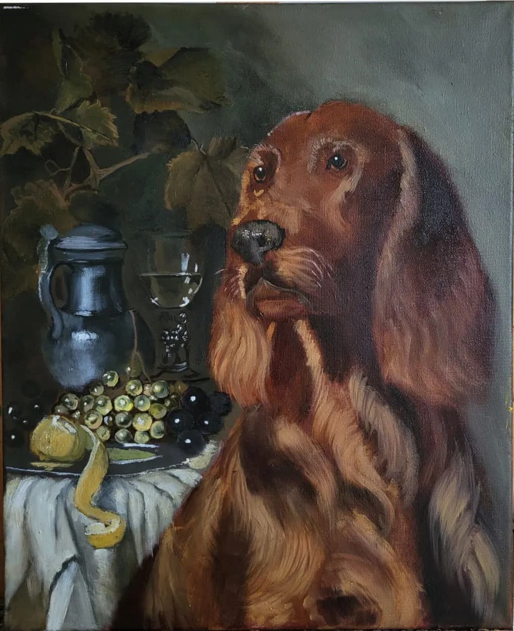 Contemplative Canine Still Life