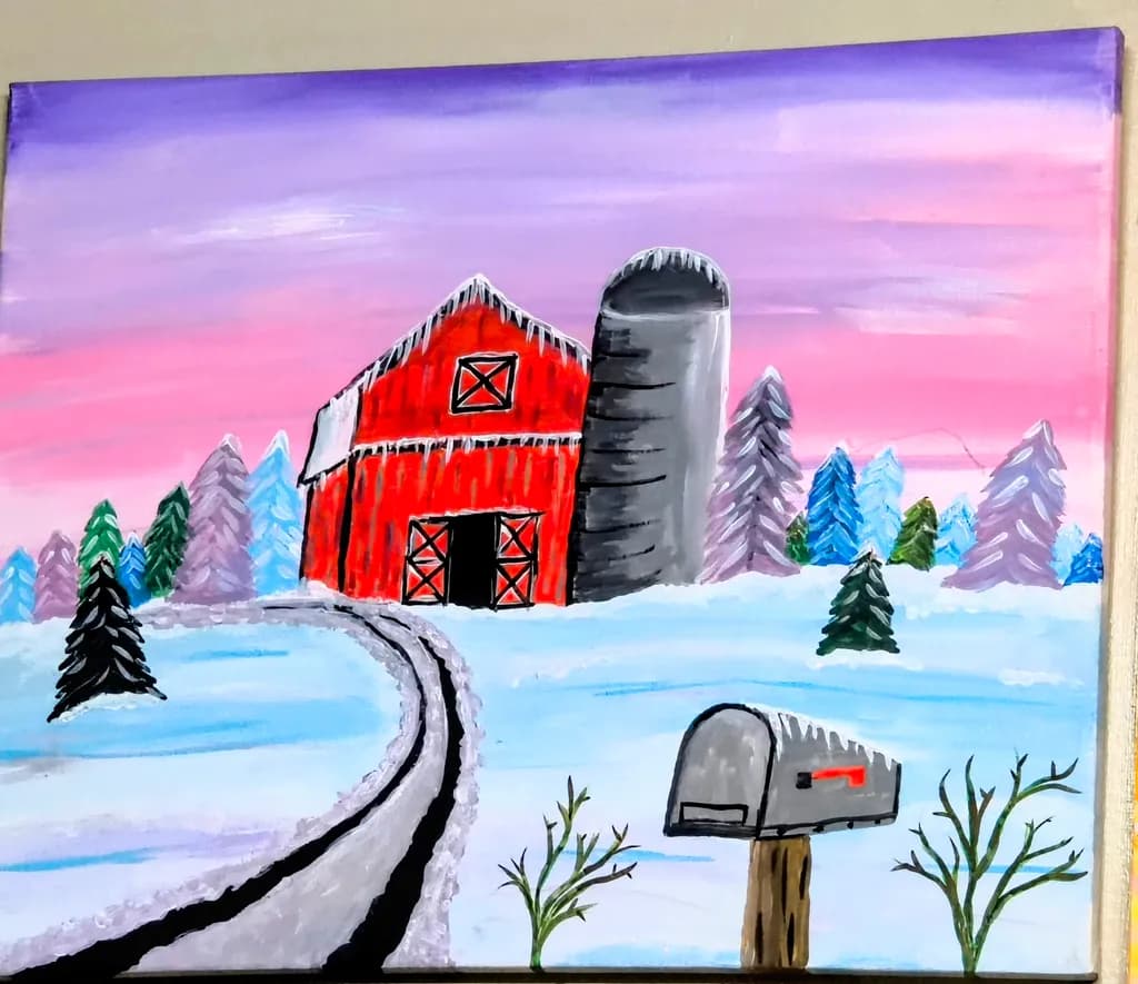 Winter Barnyard Twilight