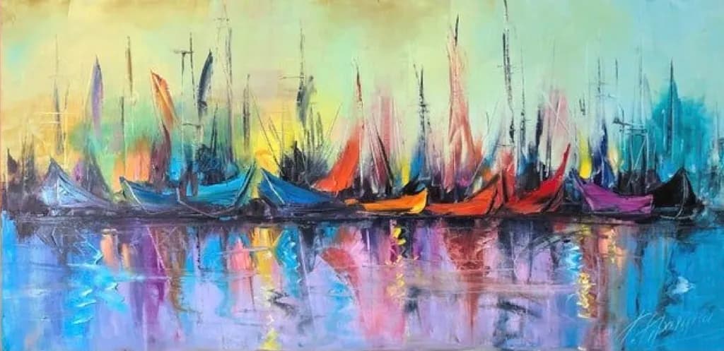 Colorful Sailboats Docked
