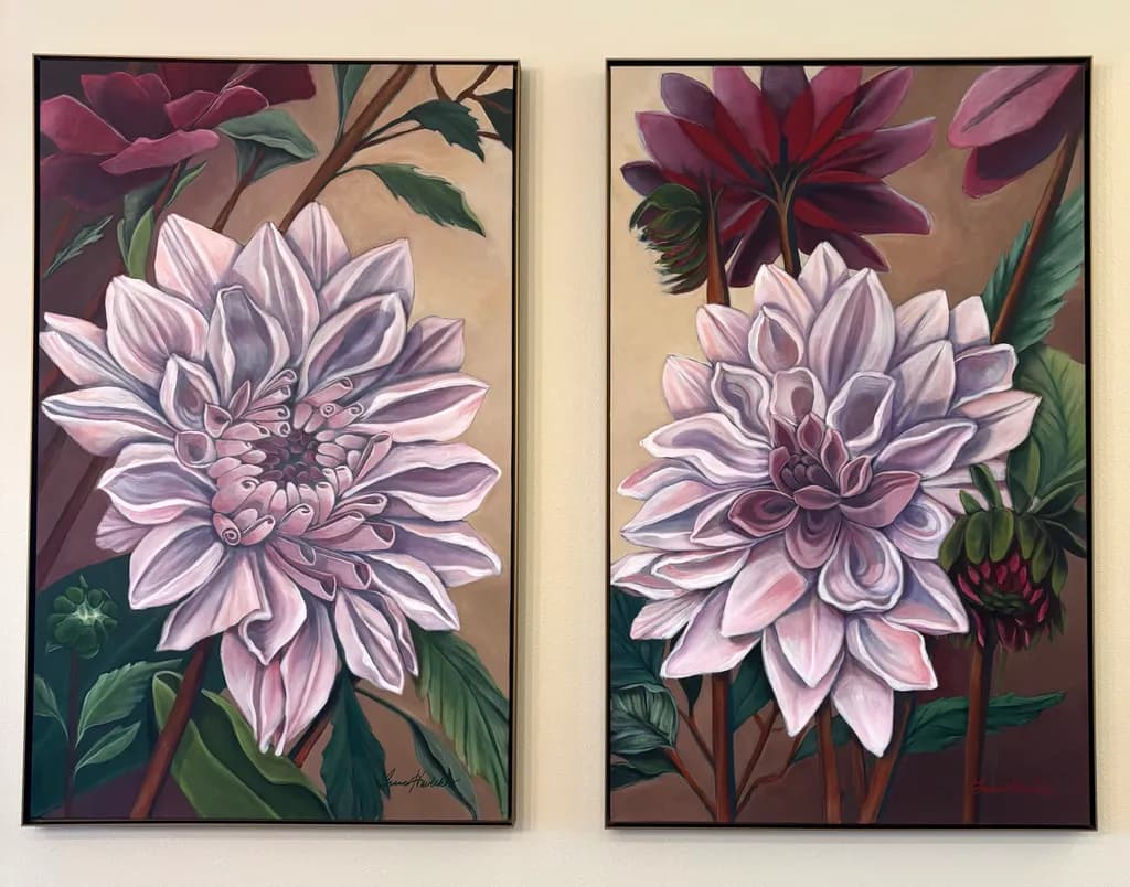 Pink Blooms and Leaves