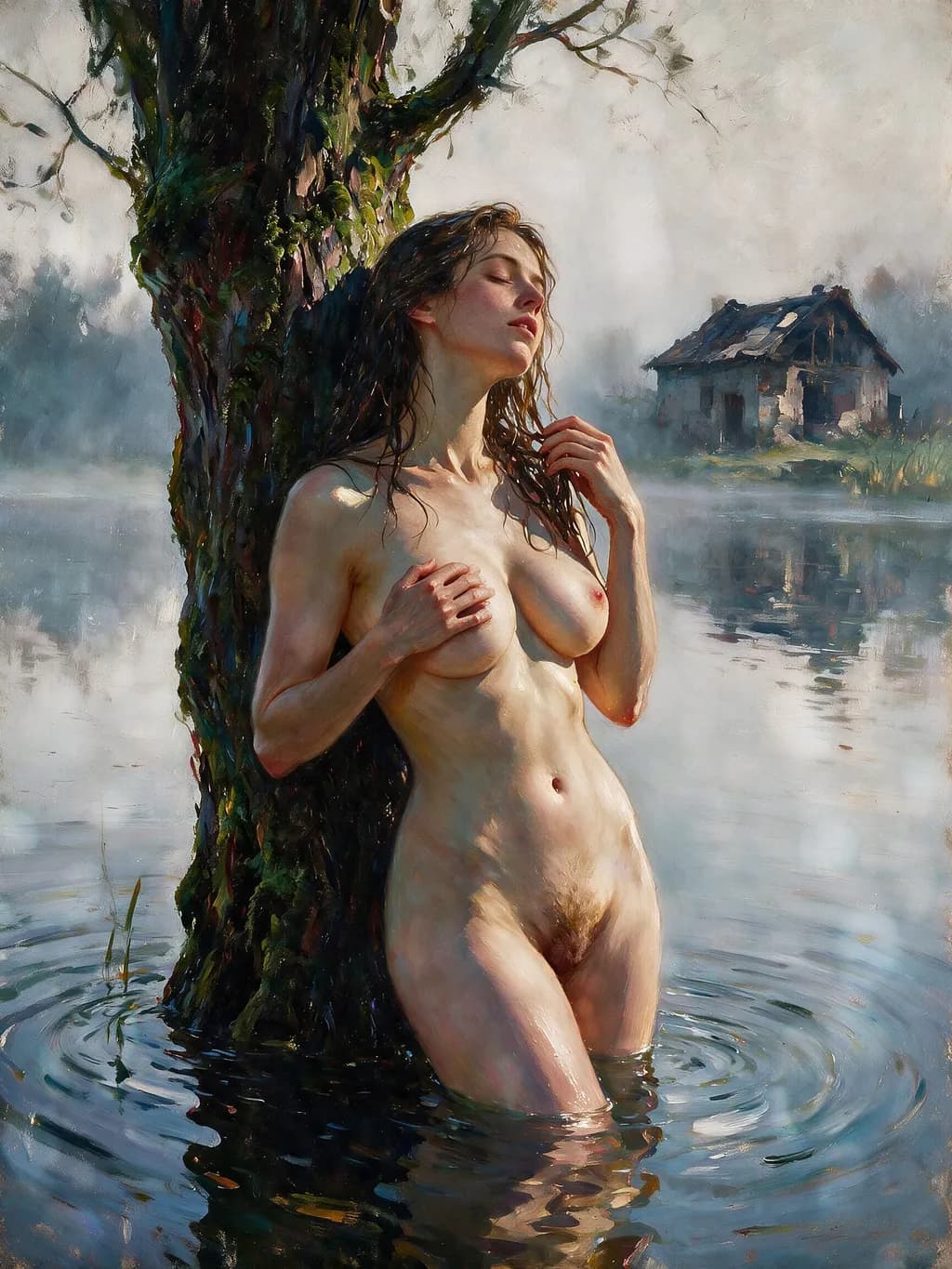 Nude by the Lake and Building