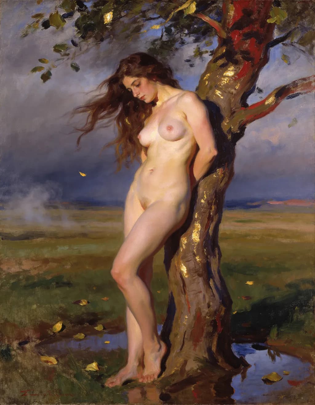 Victorian Oil Painting: Beneath the Tree