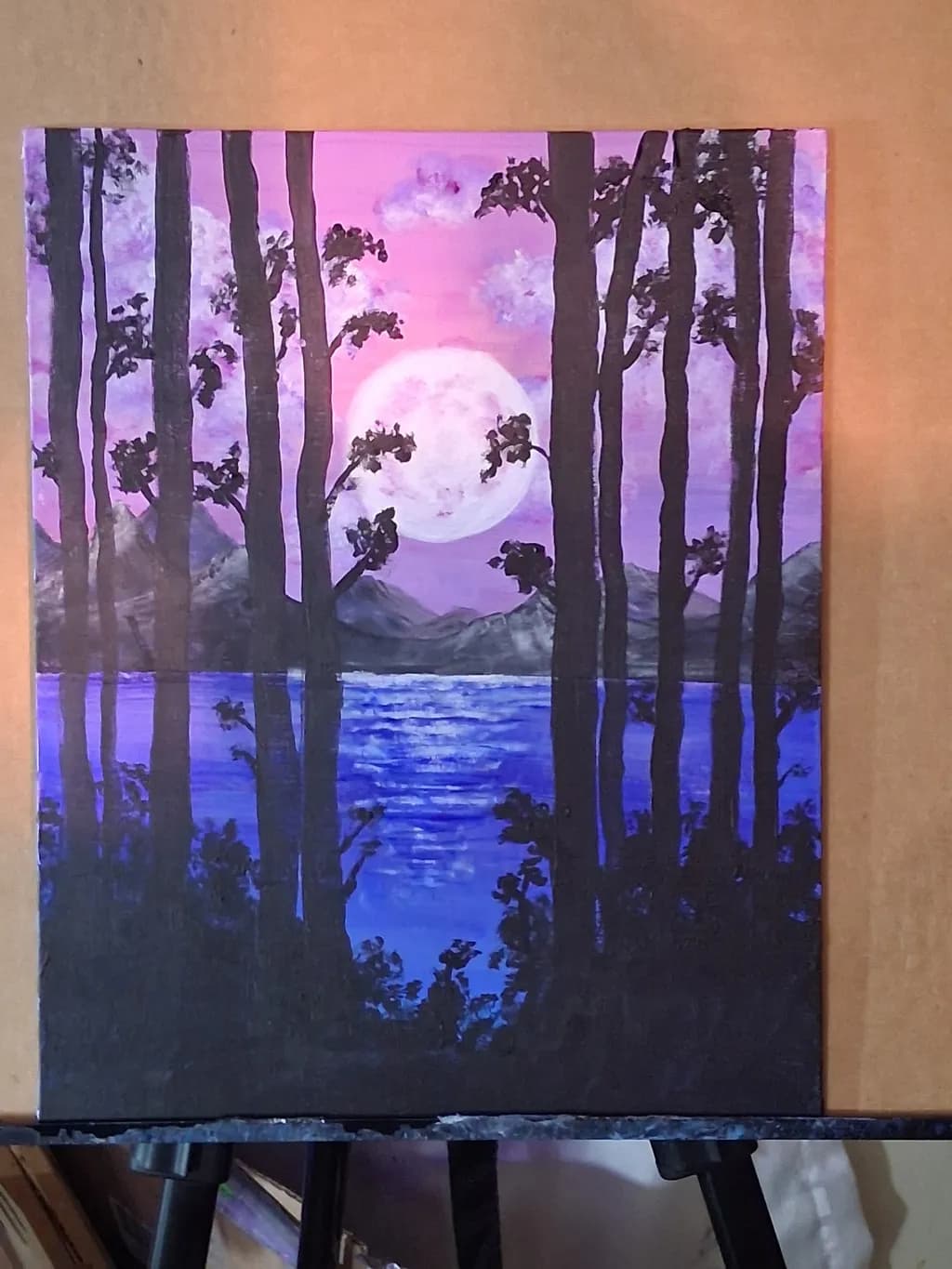 Moonlit Forest Lake