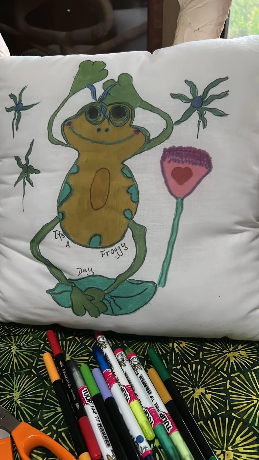 Froggy Day Pillow