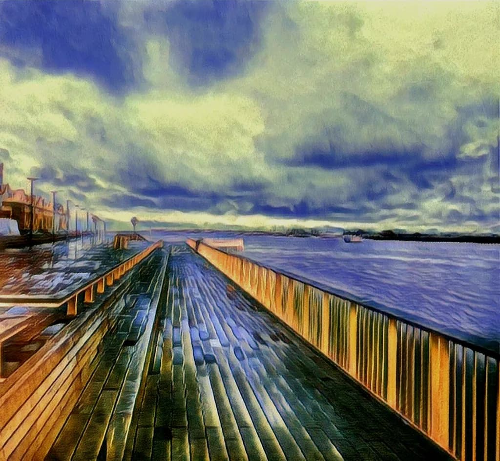 Rain-Soaked Promenade