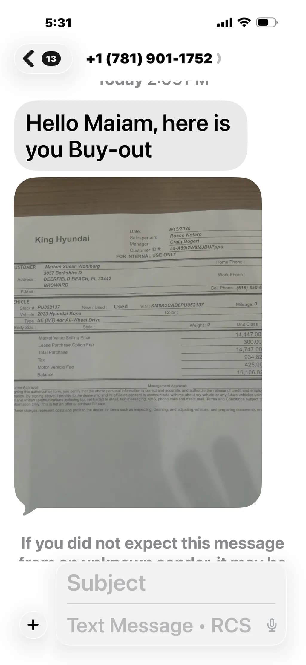 Buy-Out Confirmation