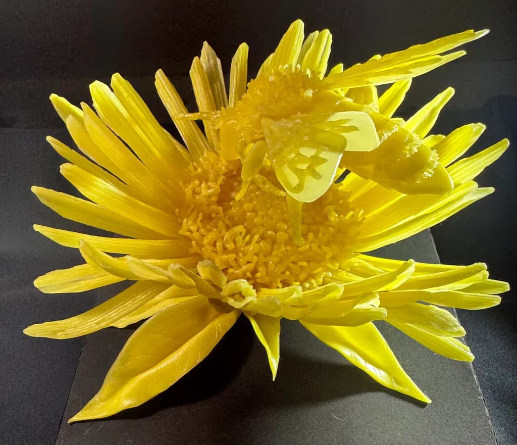 Golden Bloom with Bee