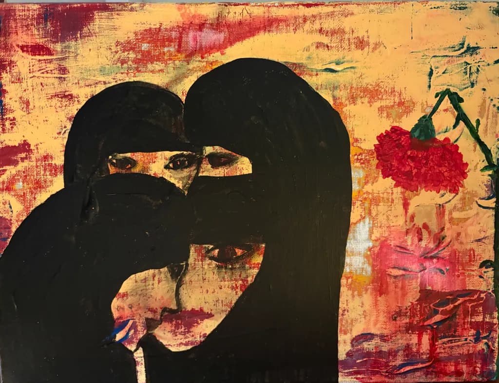 Veiled Faces with Carnation