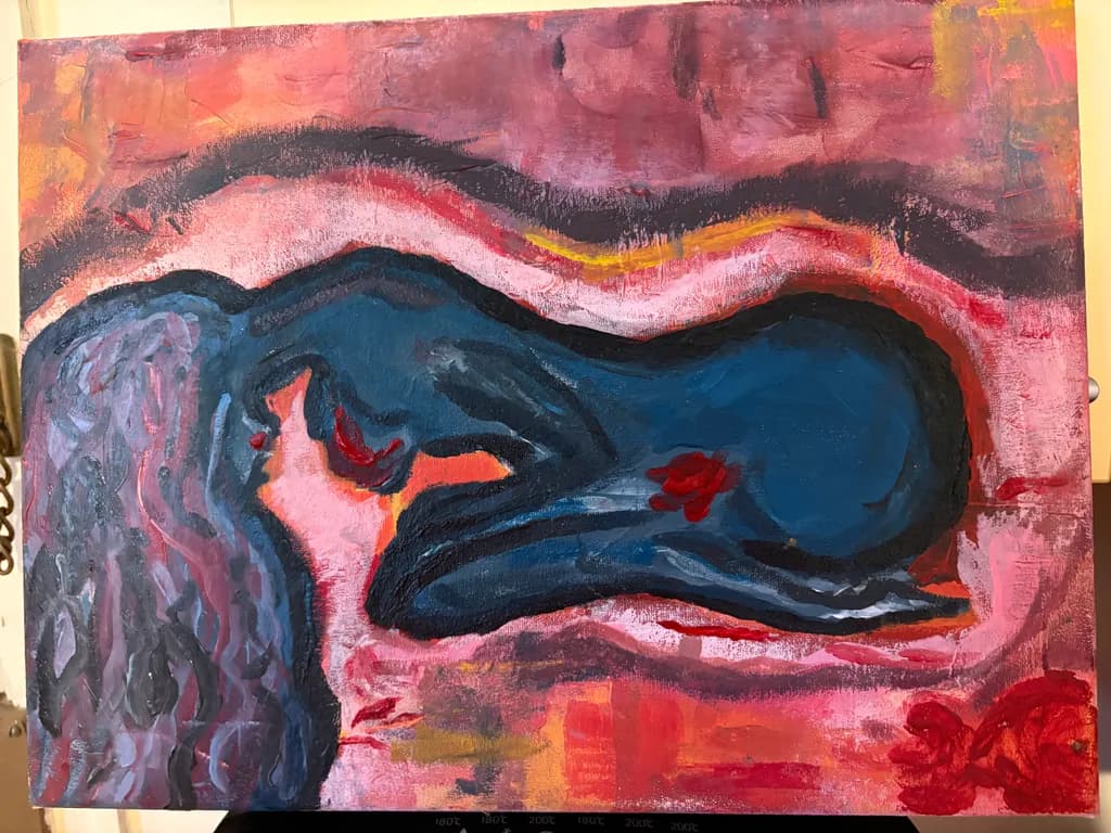 Blue Figure Reclined