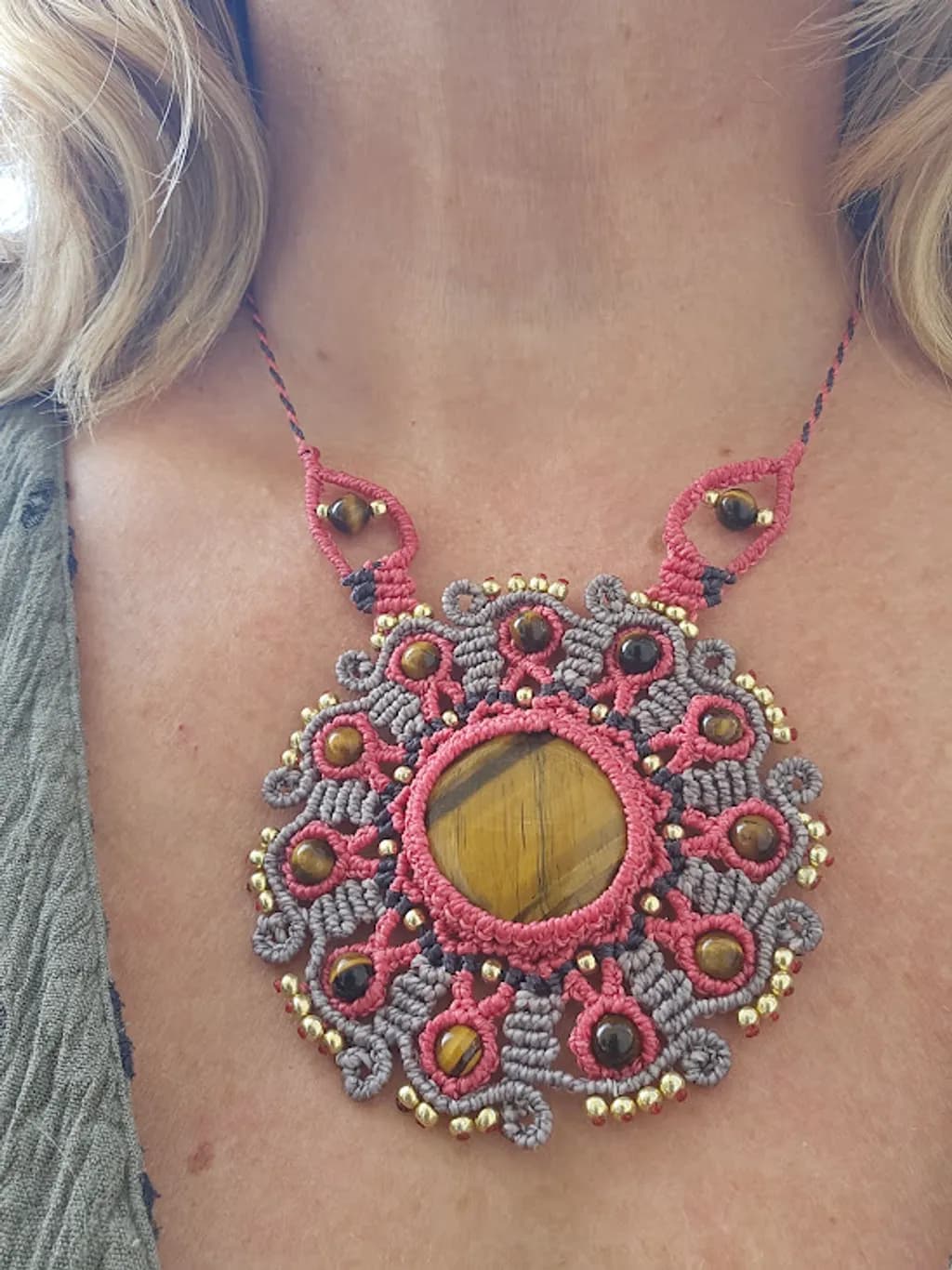 Tiger's Eye Mandala Necklace