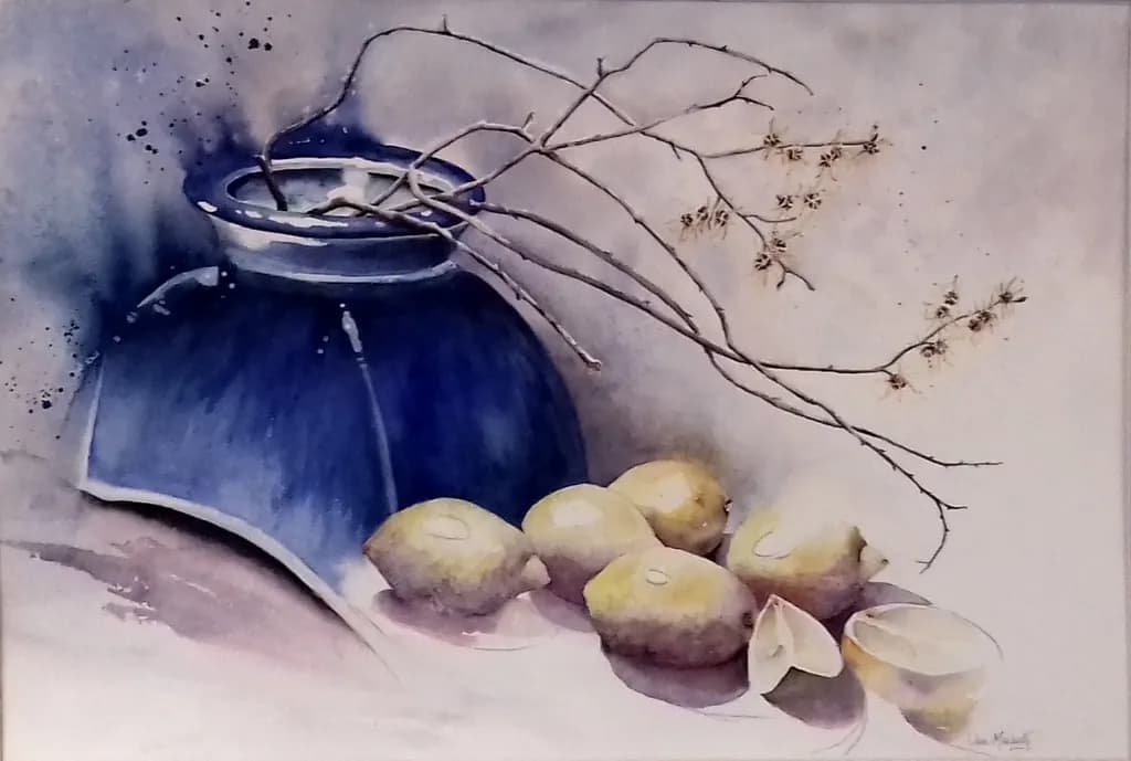 Blue Pot and Lemons