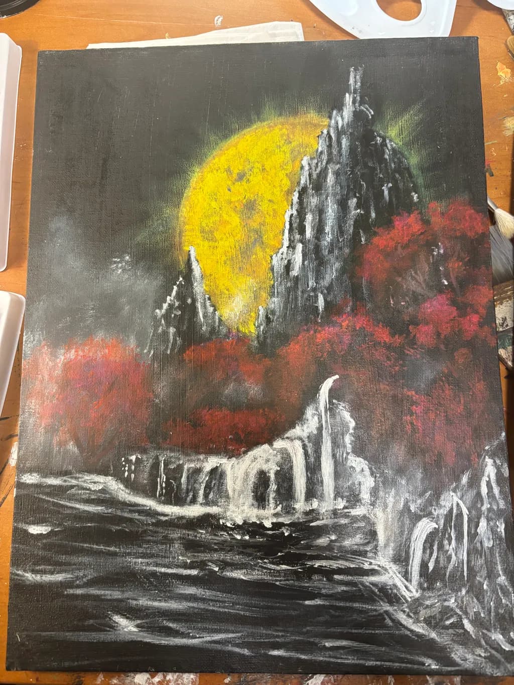 Mountain Waterfalls at Moonlight