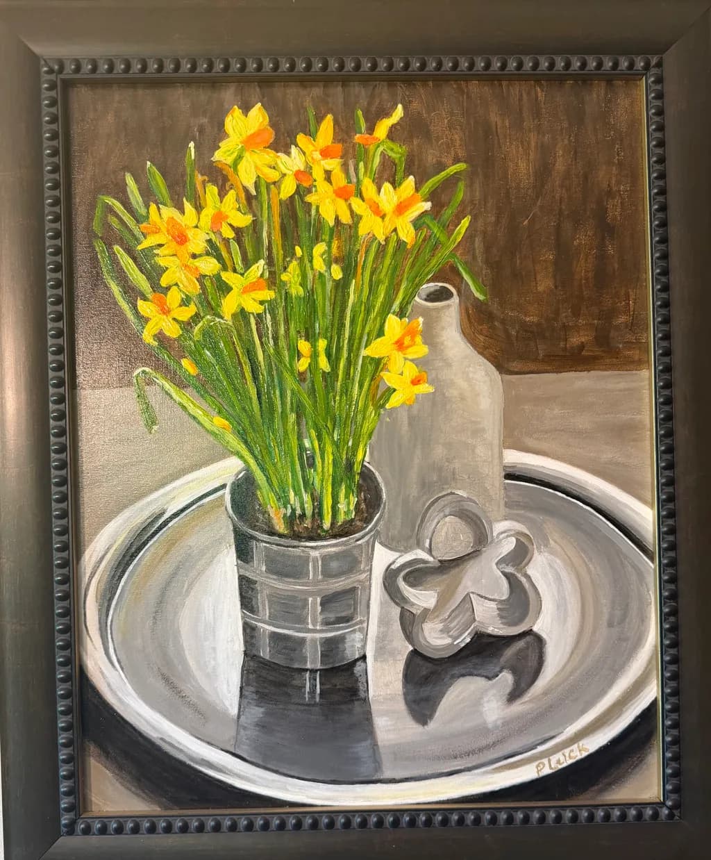 Daffodils on Silver Tray