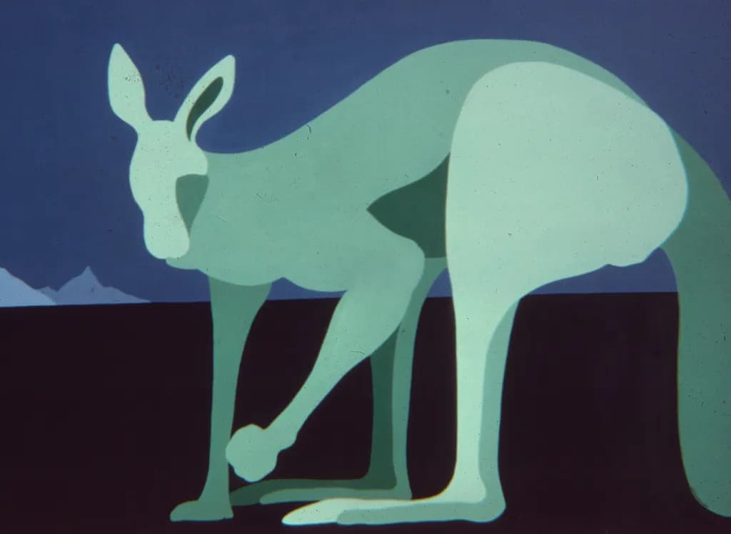 Blue Kangaroo Silhouette