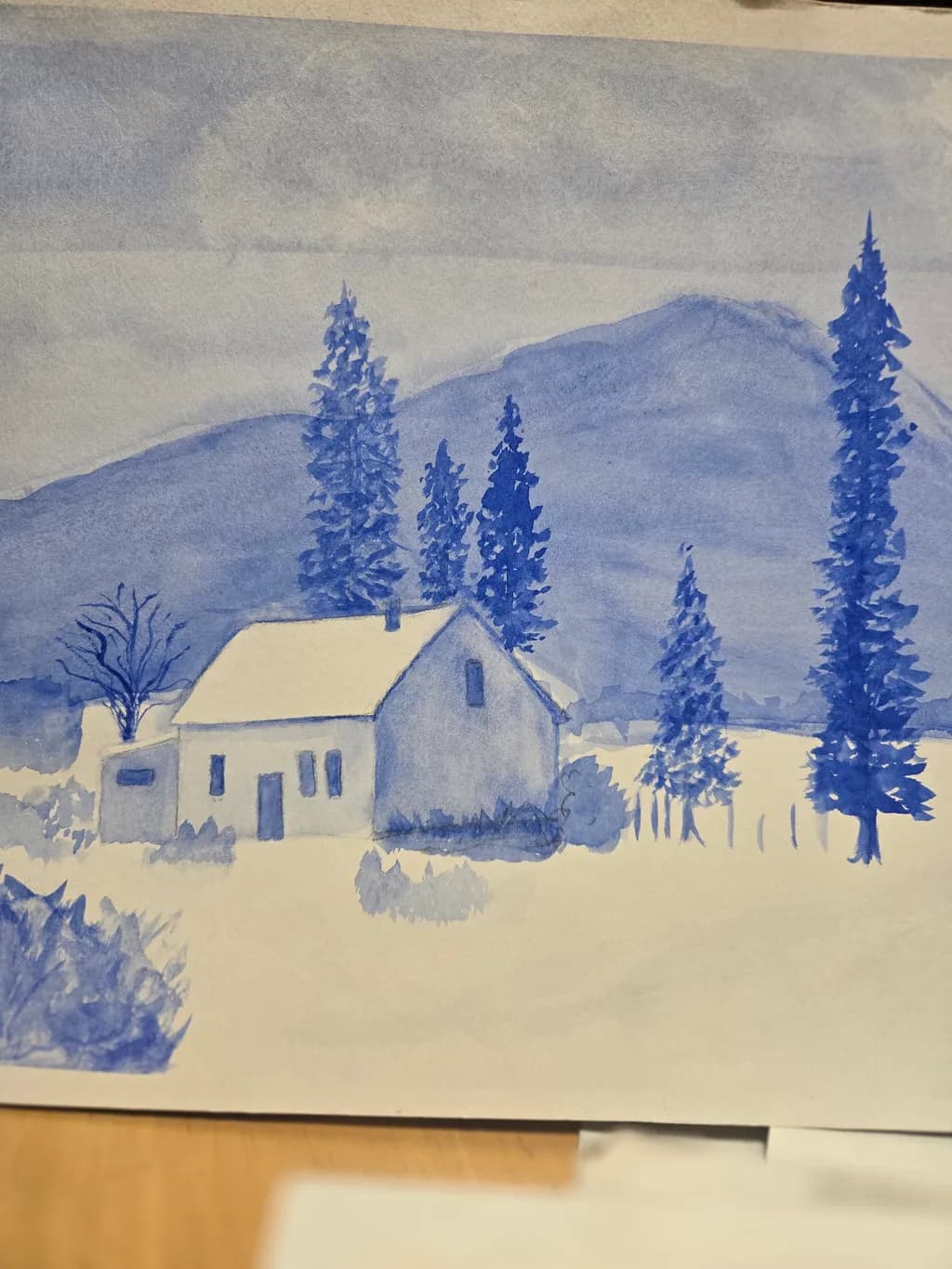 Blue Cottage Landscape