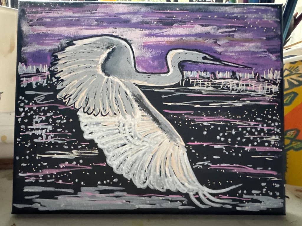 Twilight Heron Flight
