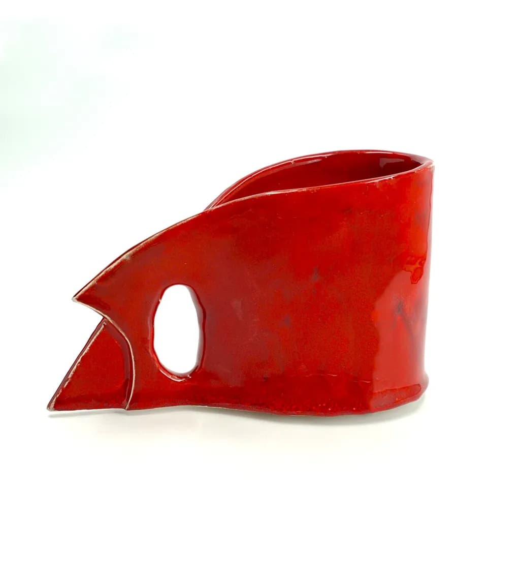 Red Ceramic Fish Pitcher