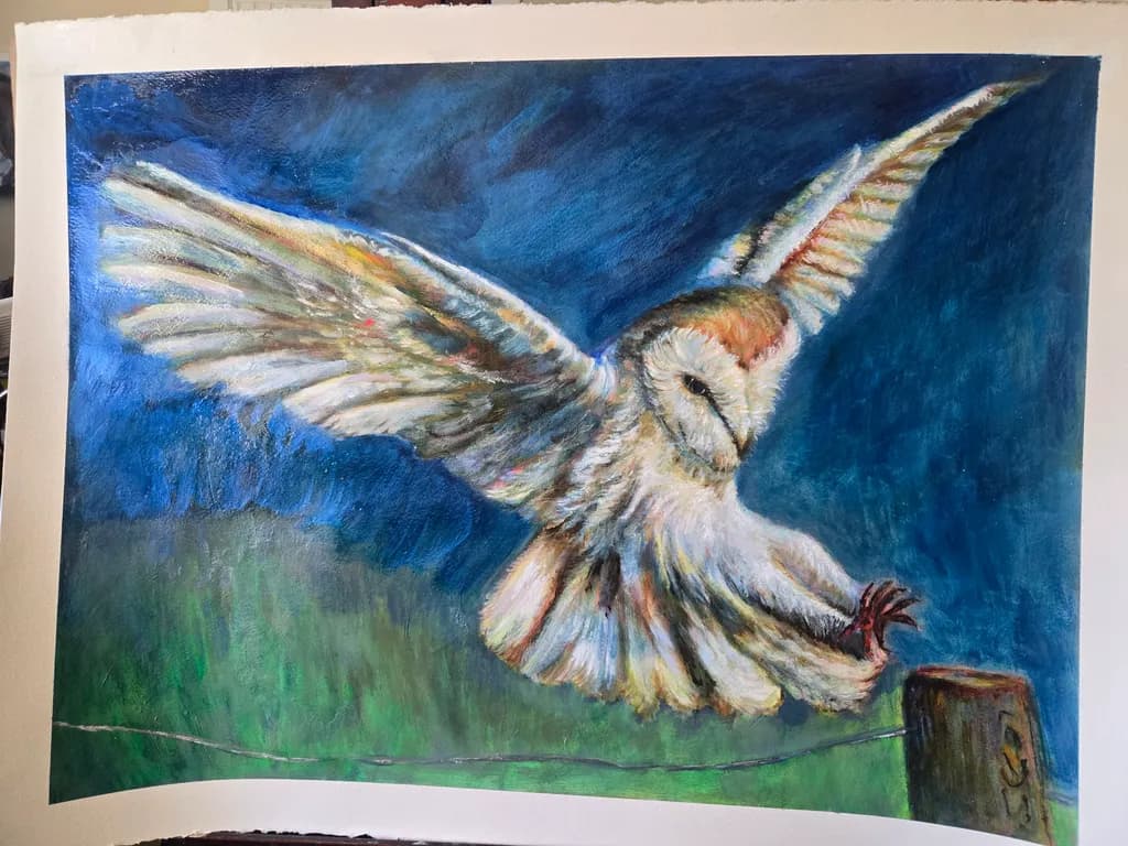 Owl Landing at Dusk