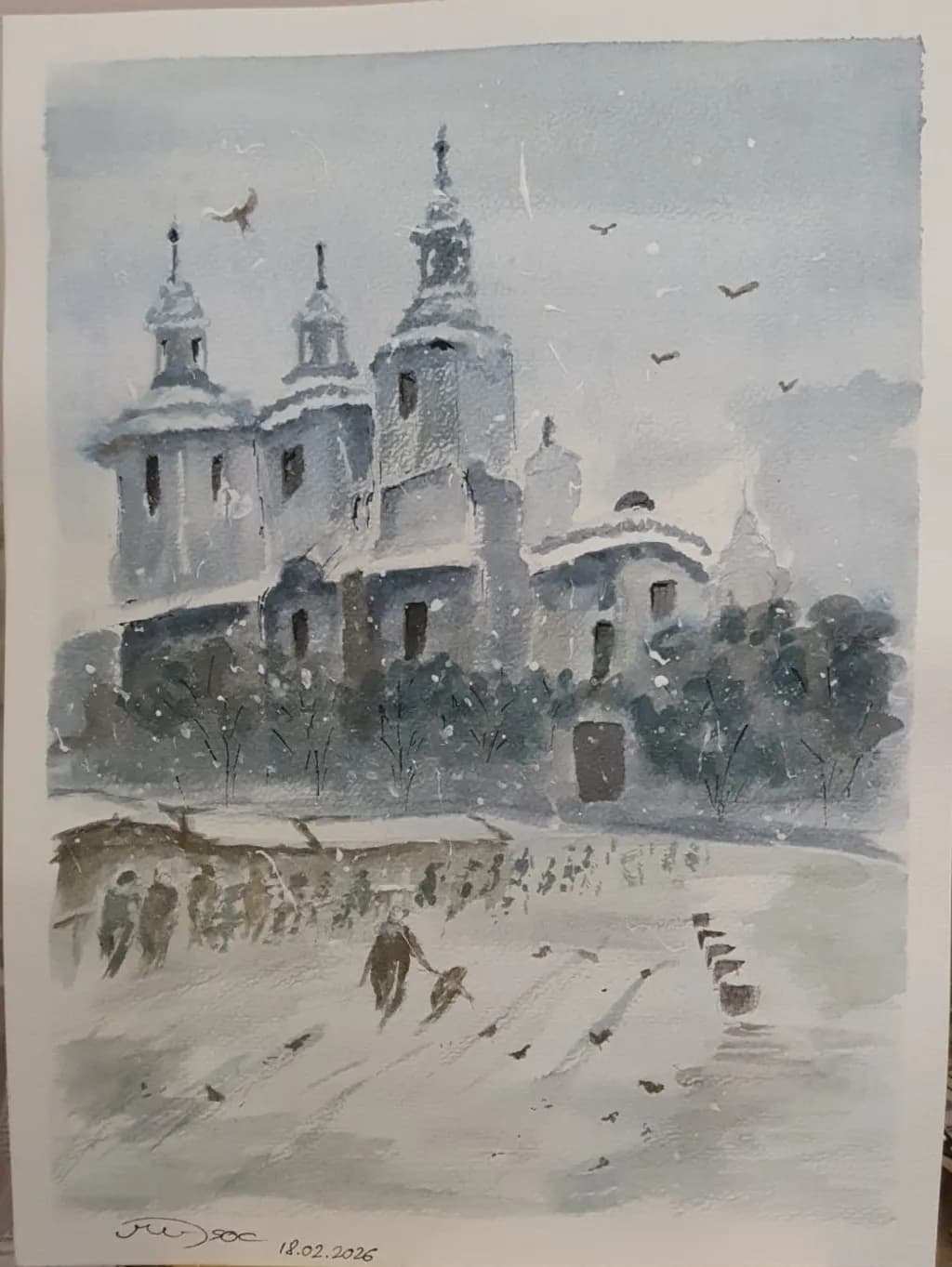Winter Church Silhouette