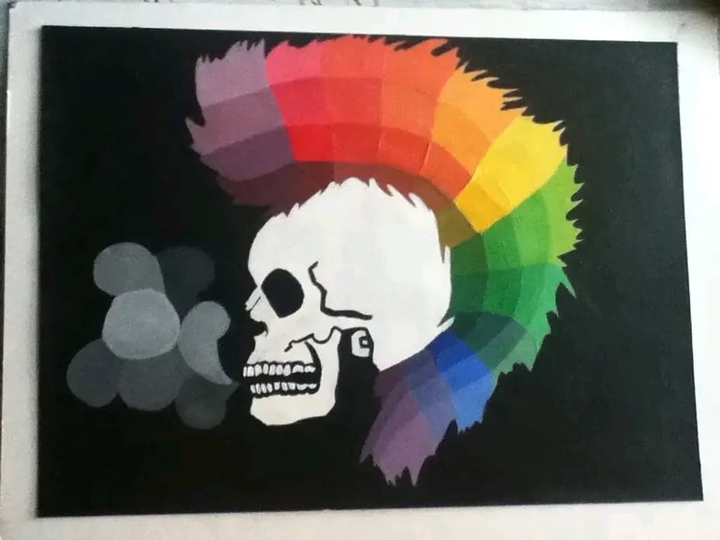 Rainbow Mohawk Skull