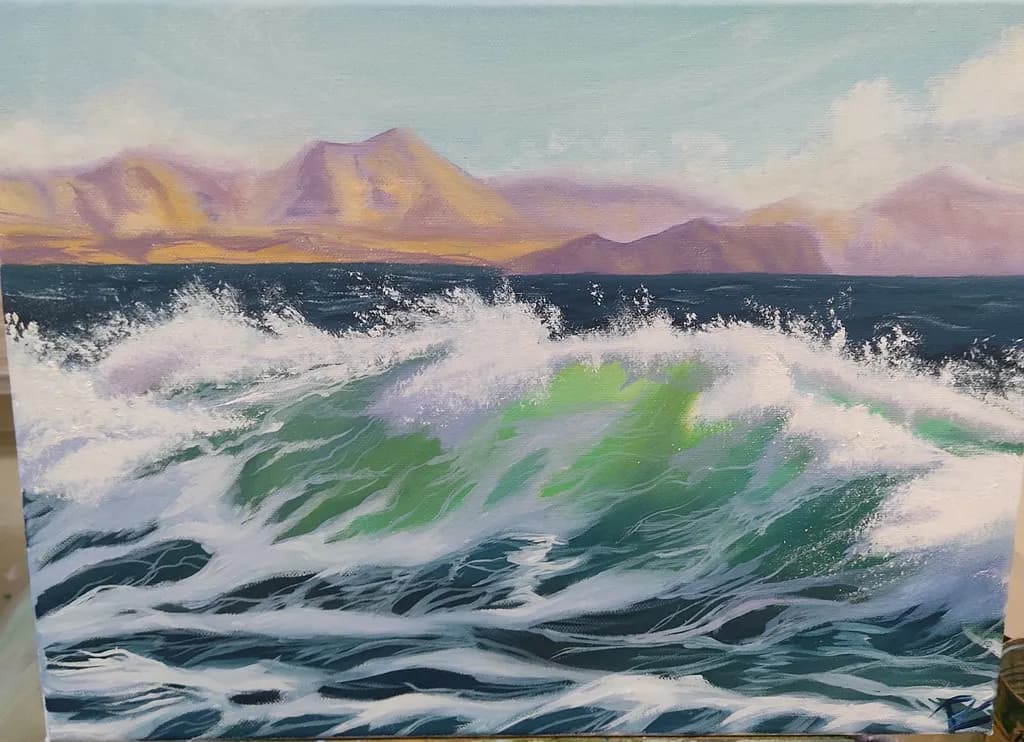 Ocean Wave with Mountains