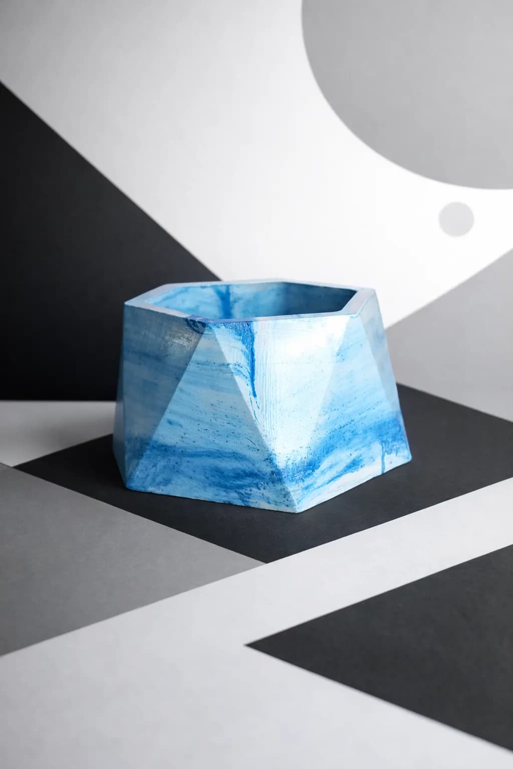 Blue Facet Vessel