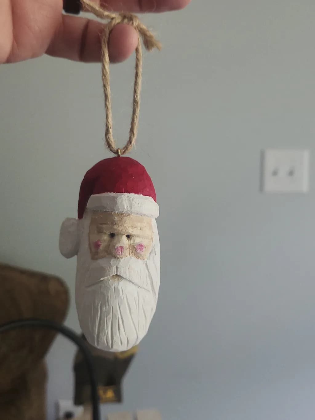 Carved Santa Ornament