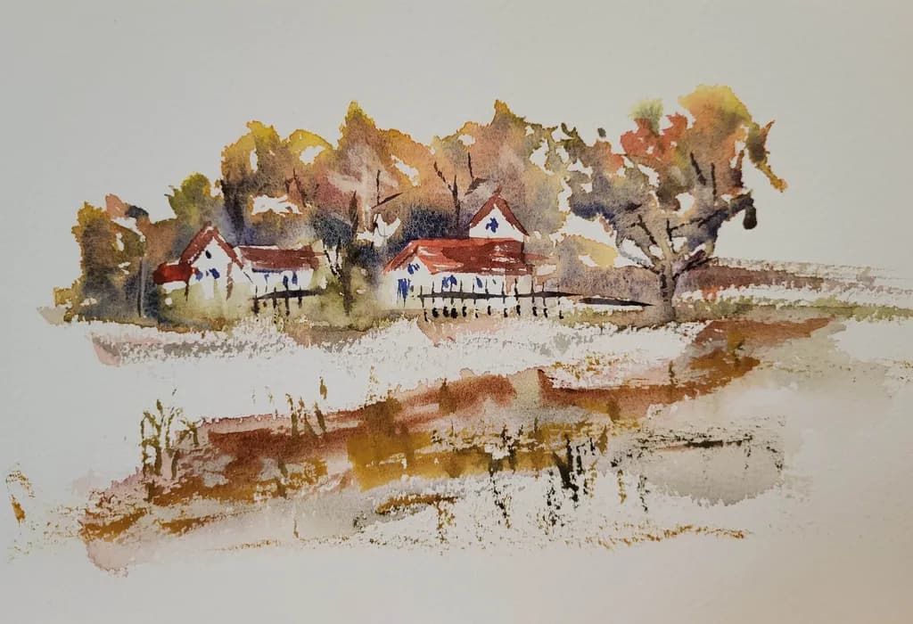 Autumn Village Reflection
