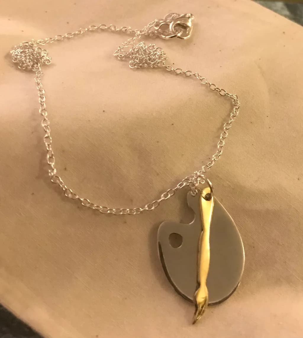 Palette & Brush Pendant Necklace