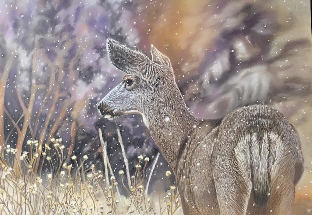 Winter Deer in Snowfall