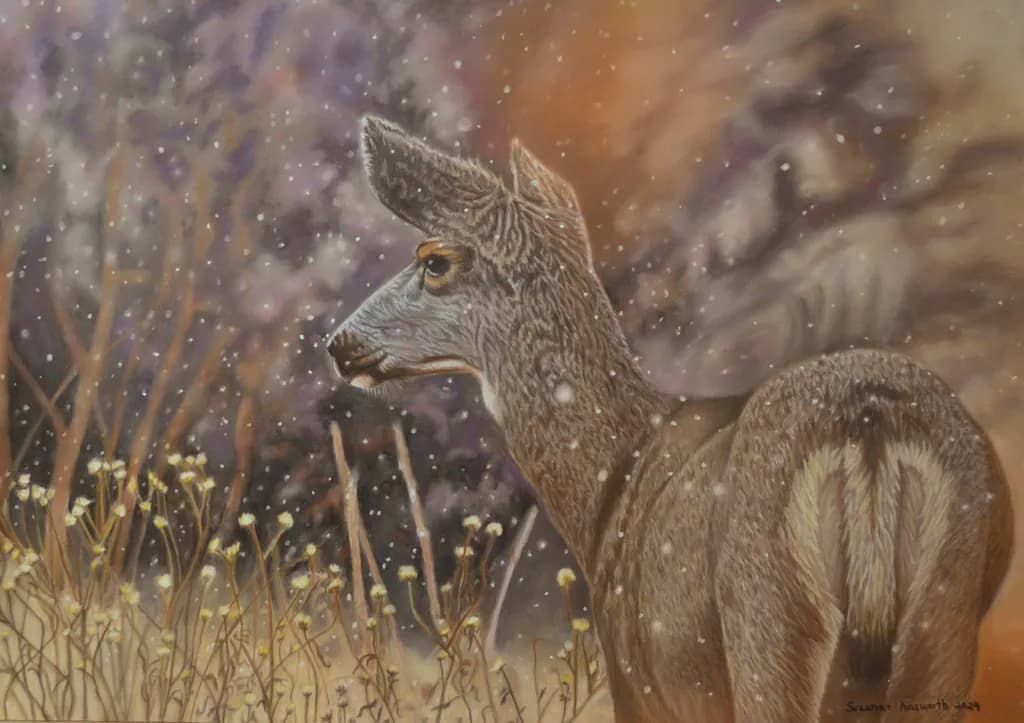Mule Deer and Snowflakes