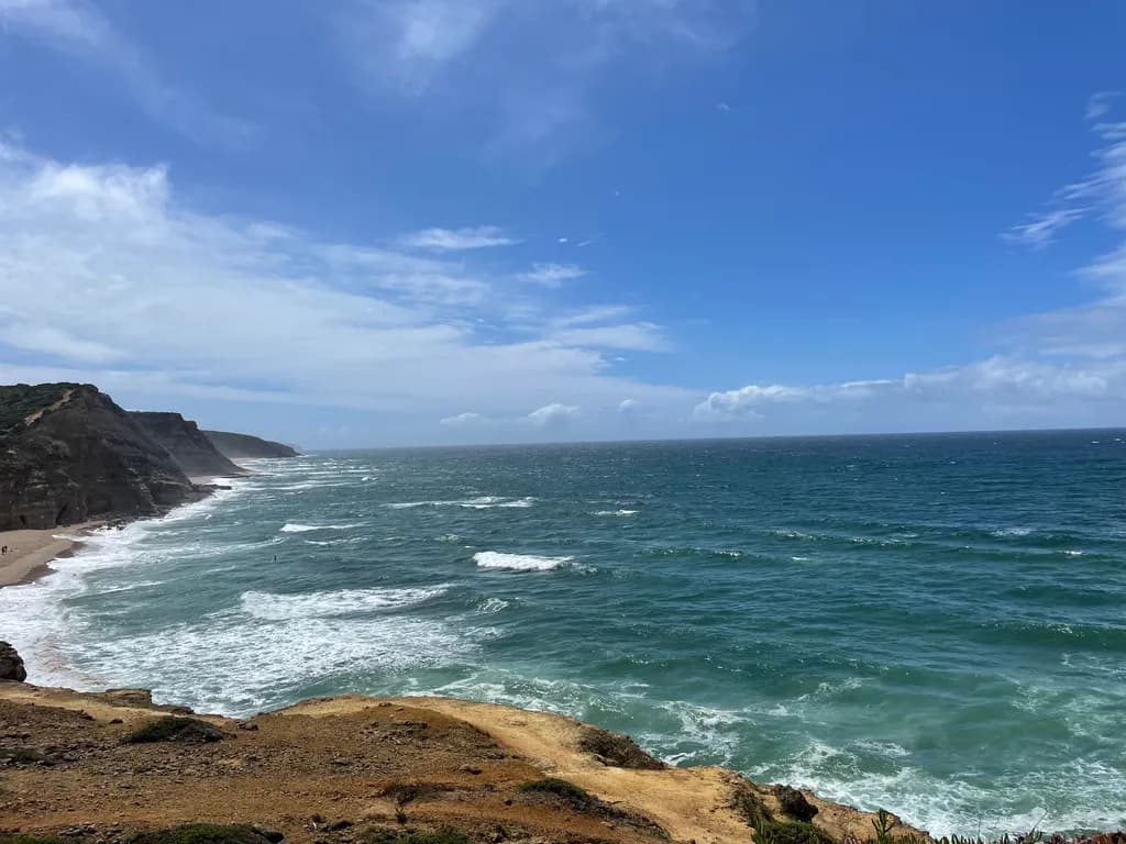 Coastal Cliffs and Rolling Waves