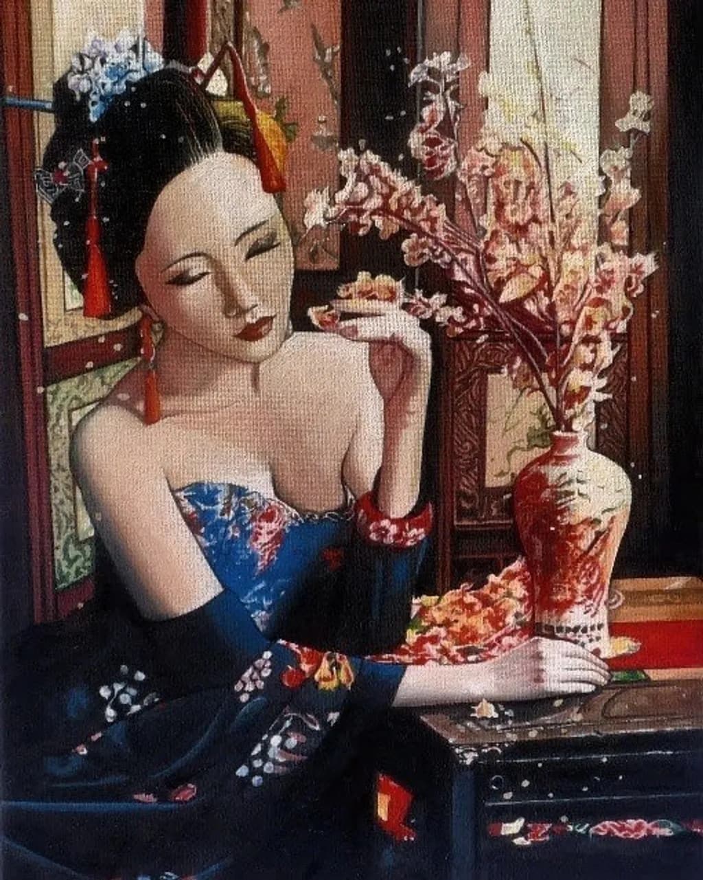 Elegant Woman and Vase
