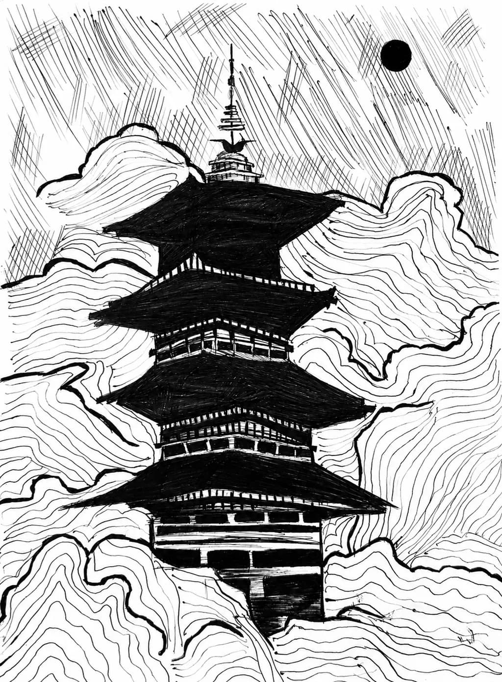 Pagoda Silhouette