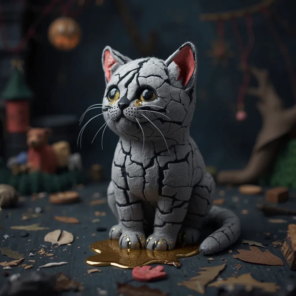 Cracked Gold Kitten