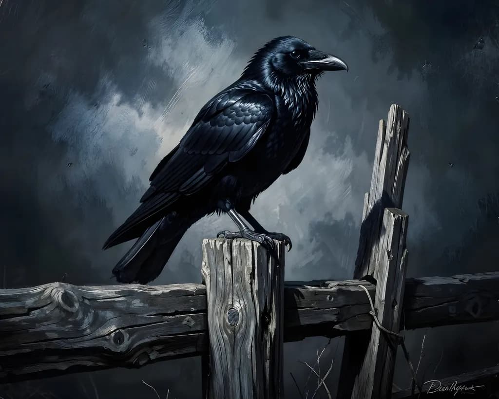 Perched Raven