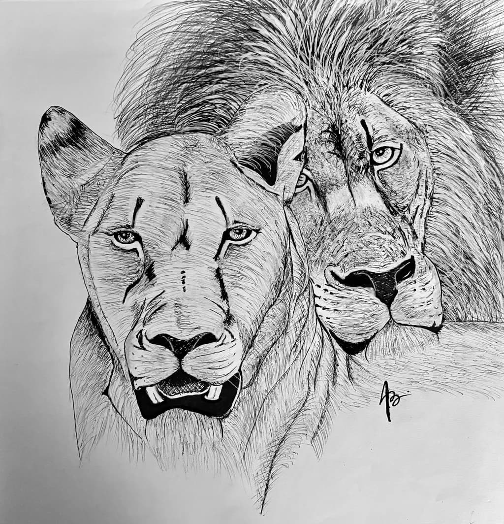 Lioness and Lion Portrait