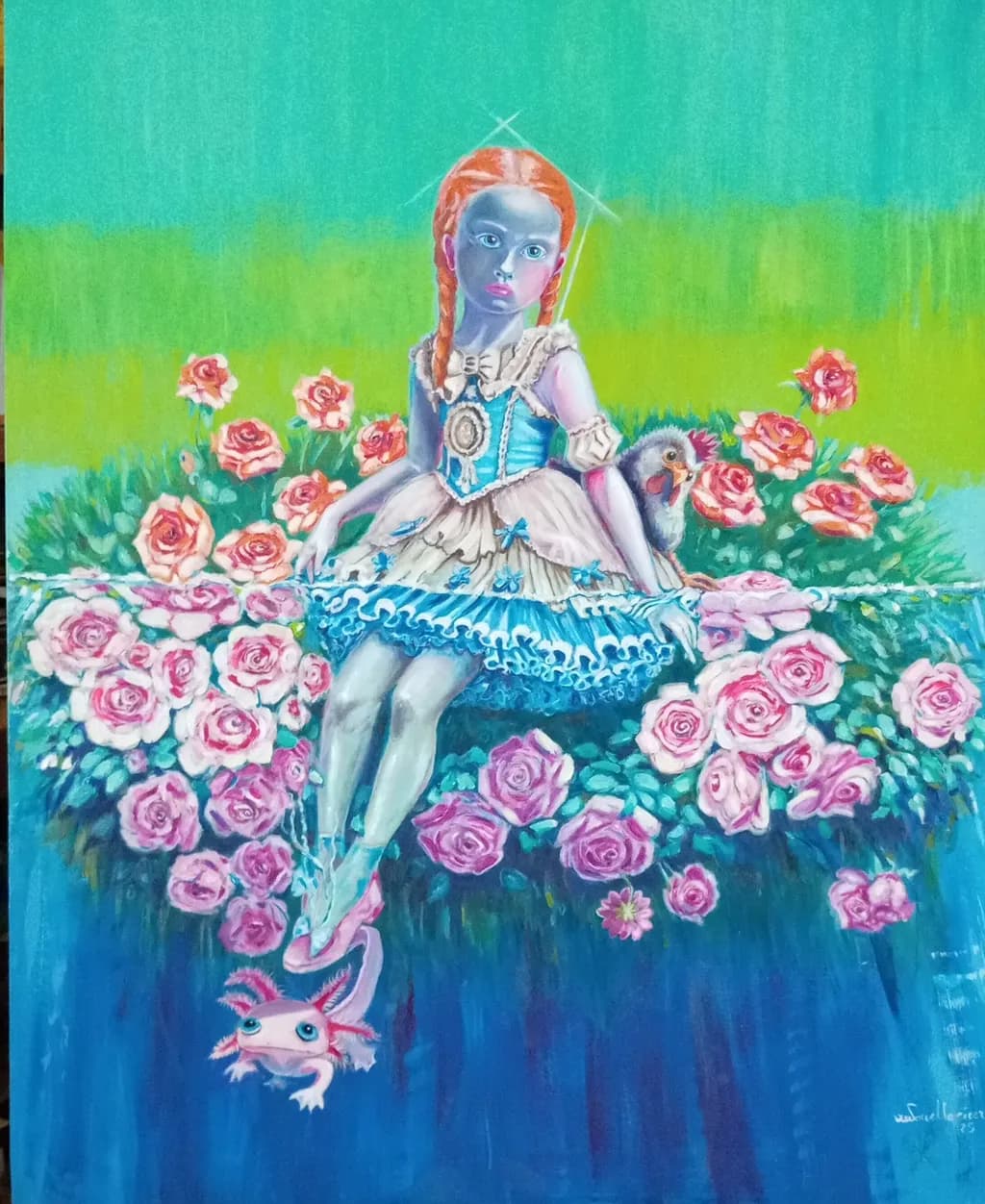 Blue Doll and Roses