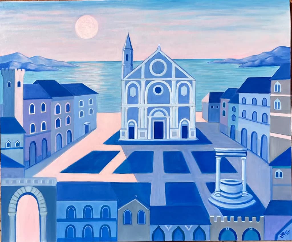Coastal Piazza Twilight - Città Rivelate_Pirra