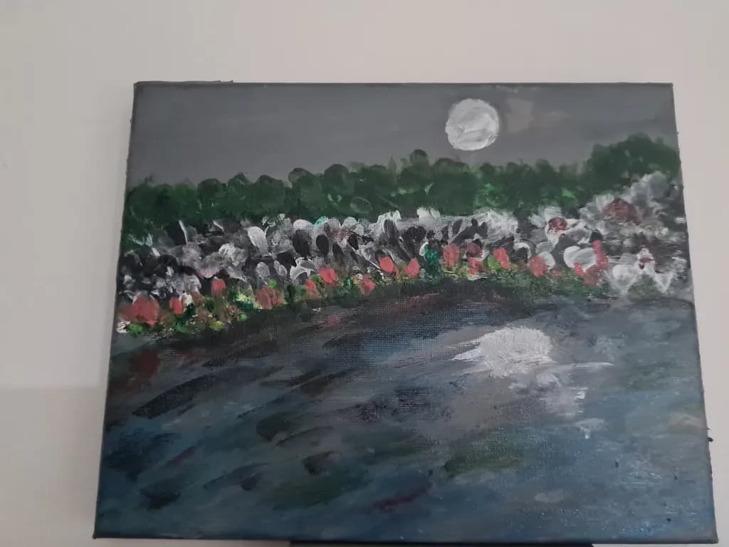 Moonlit Garden Pond