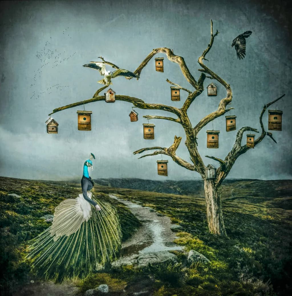 Peacock in Birdhouse Grove