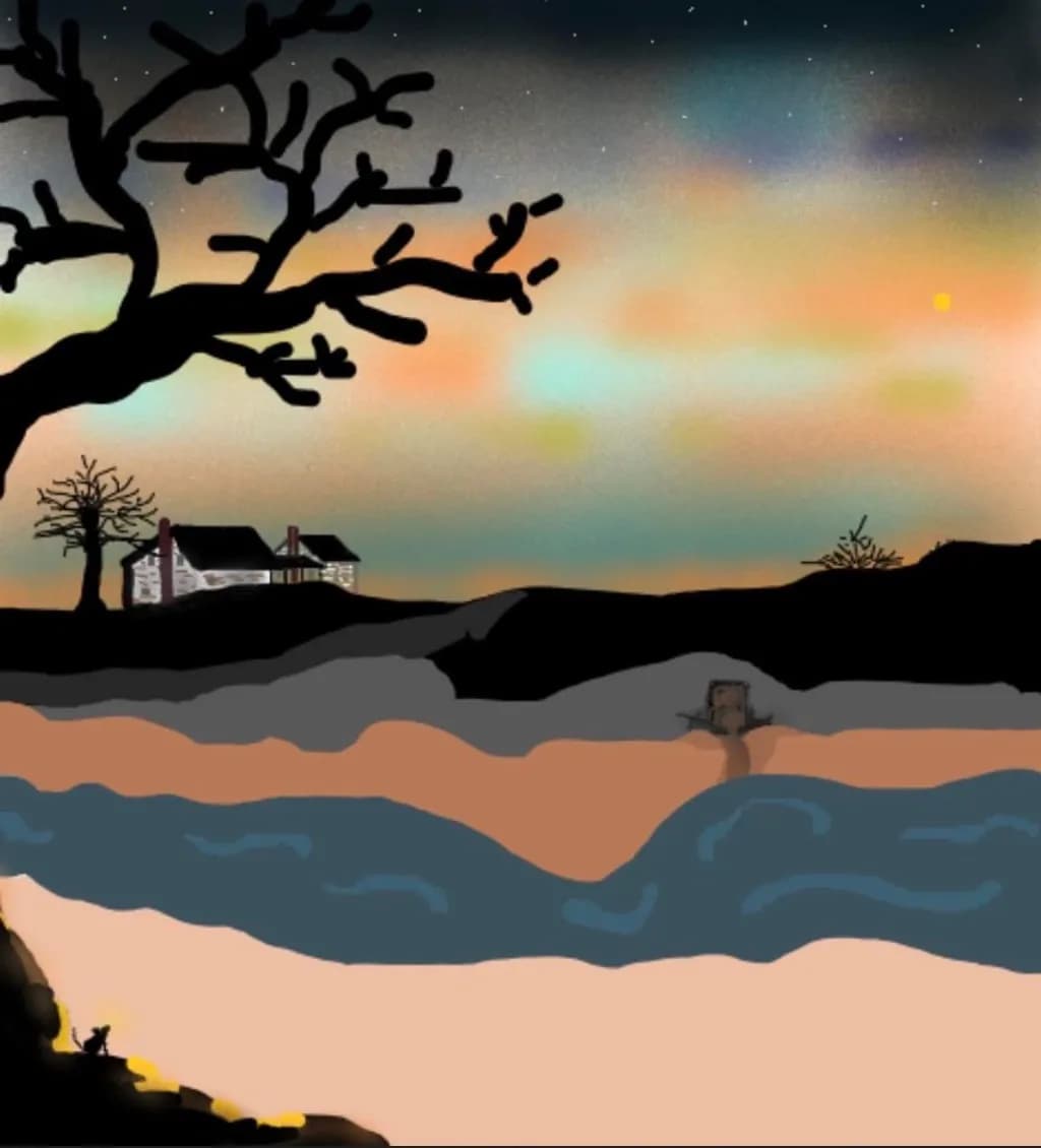 Dusk River Landscape