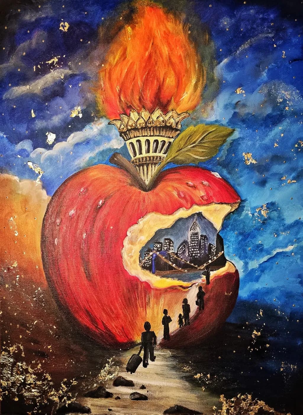 City Within Apple Flame