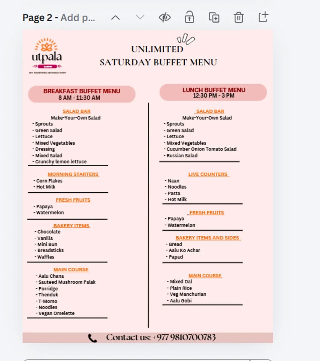 Unlimited Saturday Buffet