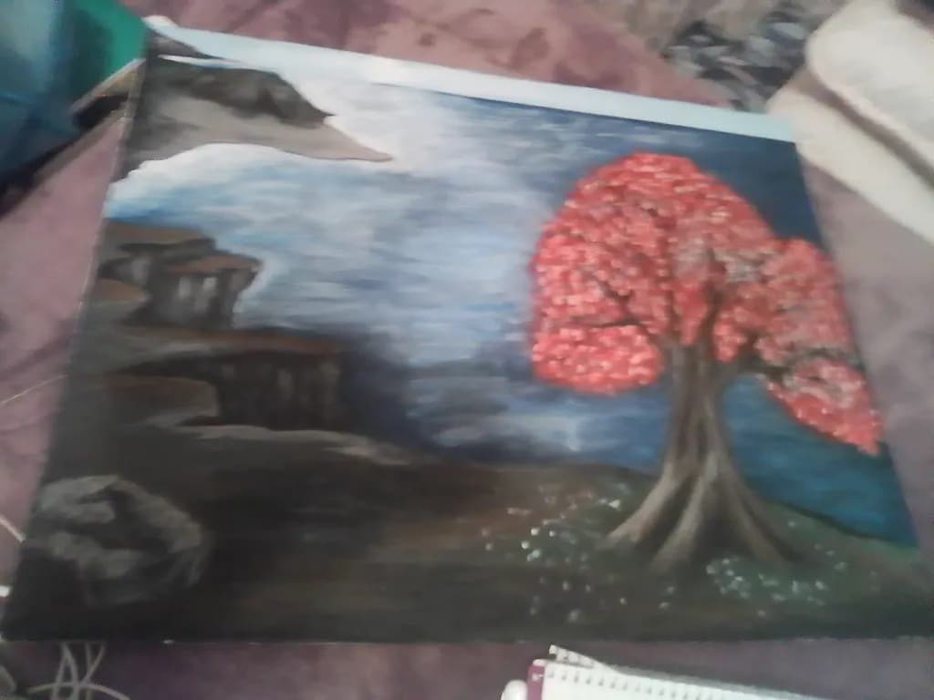 Crimson Blossom Landscape